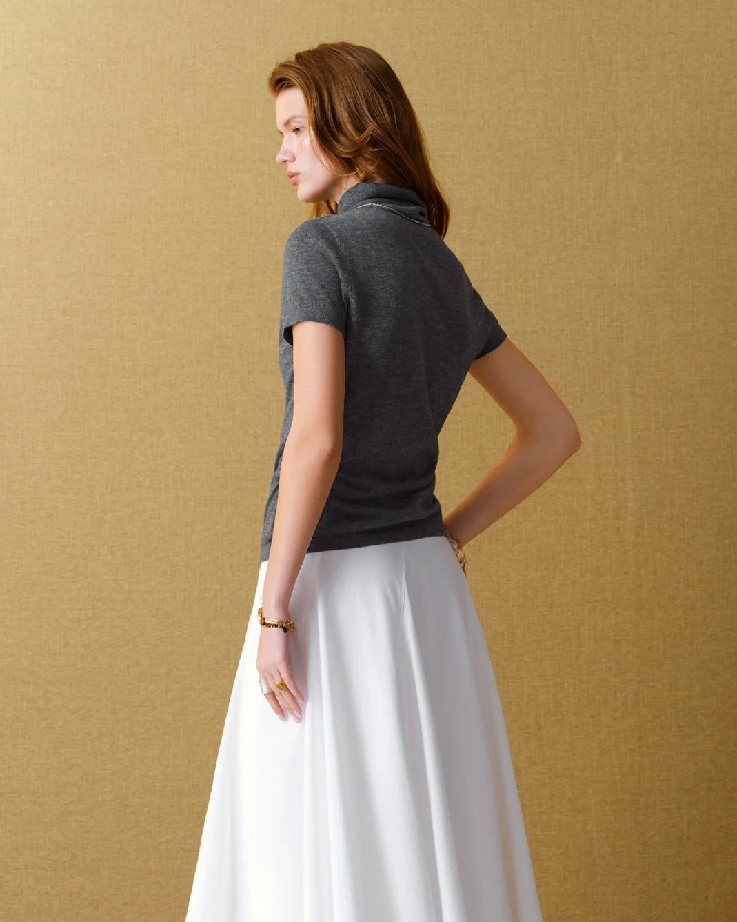 Wool Blend Mock Neck Knit Top