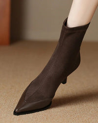 Retro Pointed-Toe Stiletto Ankle Boots