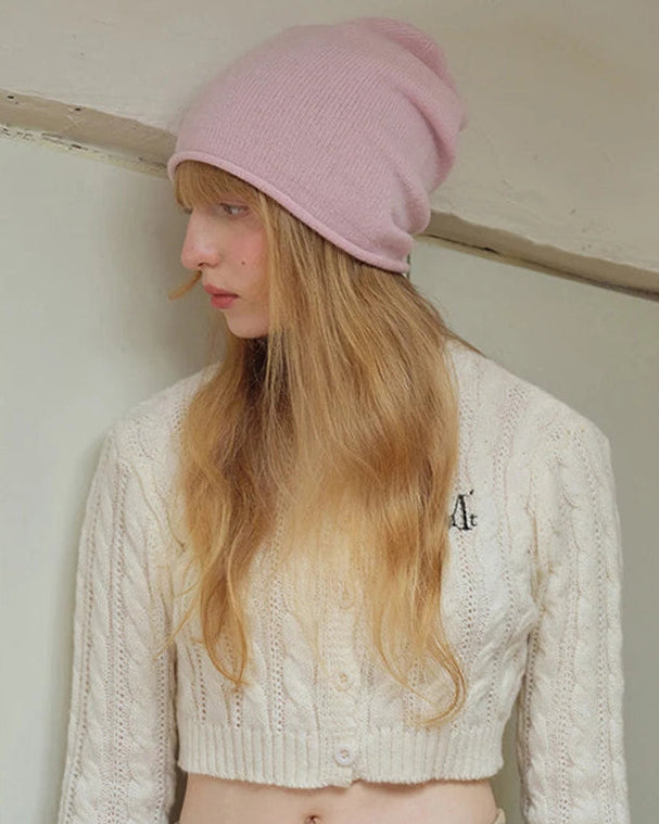 Rolled-Edge Wool Slouch Beanie