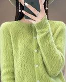 Thick Button-Front Merino Wool Cardigan