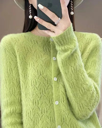 Thick Button-Front Merino Wool Cardigan
