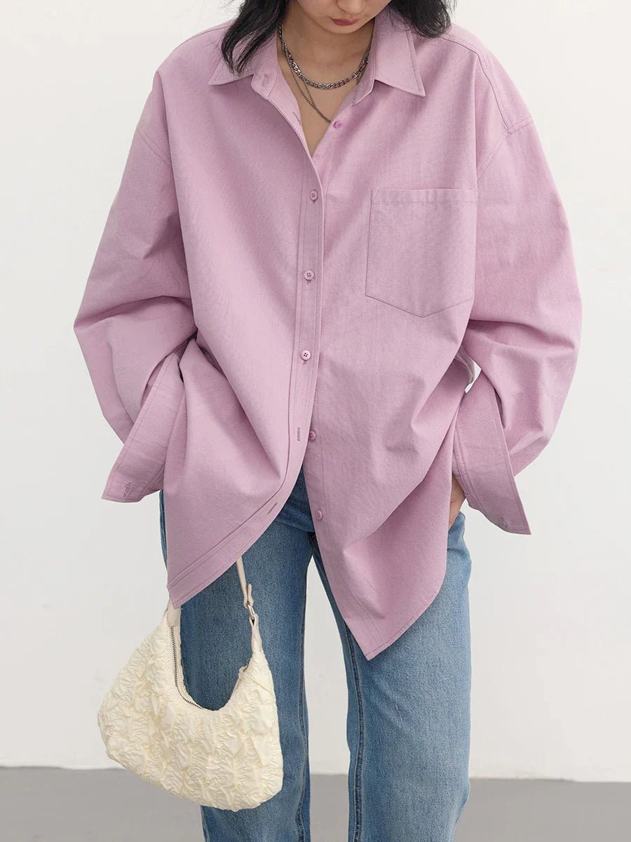 Oversized Long-sleeved Cotton Shirt