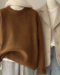 Soft Waxy Round Neck Cashmere Sweater