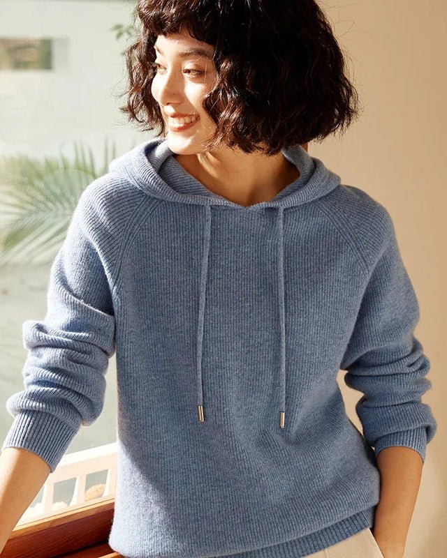 Cashmere Knitted Long-Sleeved Hooded Pullover