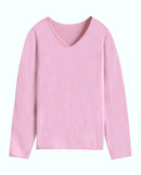 Wool V-Neck Rolled Edge Sweater