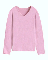Wool V-Neck Rolled Edge Sweater