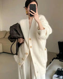 Long Cashmere Knit Cardigan
