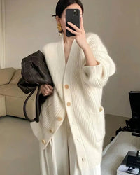 Long Cashmere Knit Cardigan