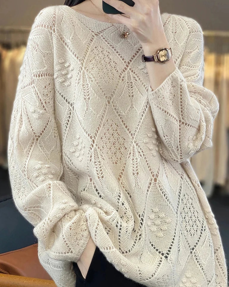 Crochet Hollow Knit Wool Sweater