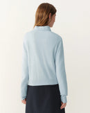 Rib-Trim Wool Crewneck Cardigan