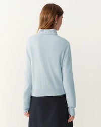 Rib-Trim Wool Crewneck Cardigan