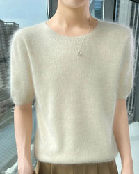 Mink Cashmere Short Sleeve Sweater
