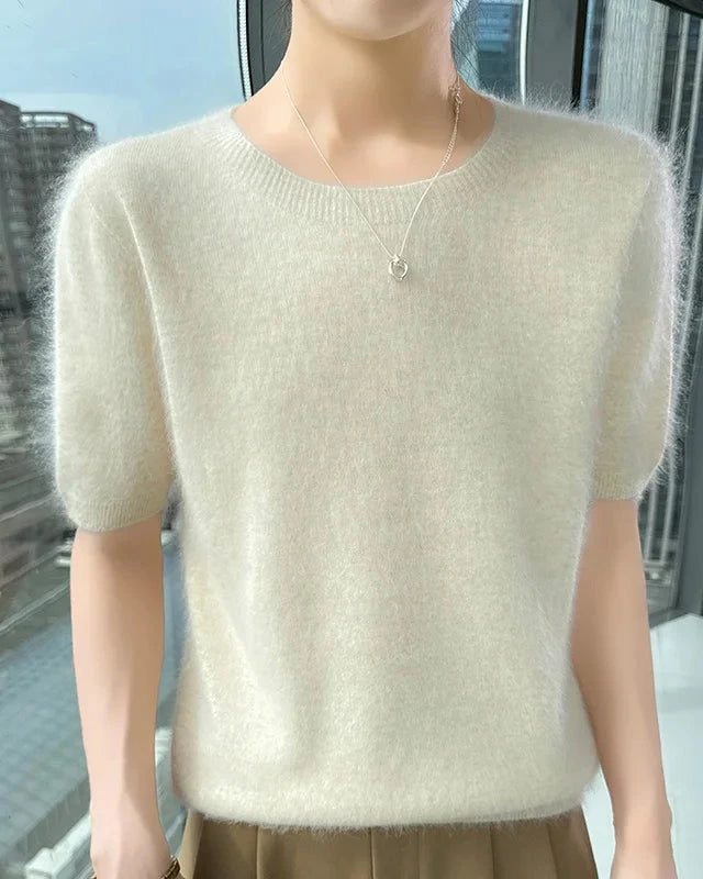 Mink Cashmere Short Sleeve Sweater