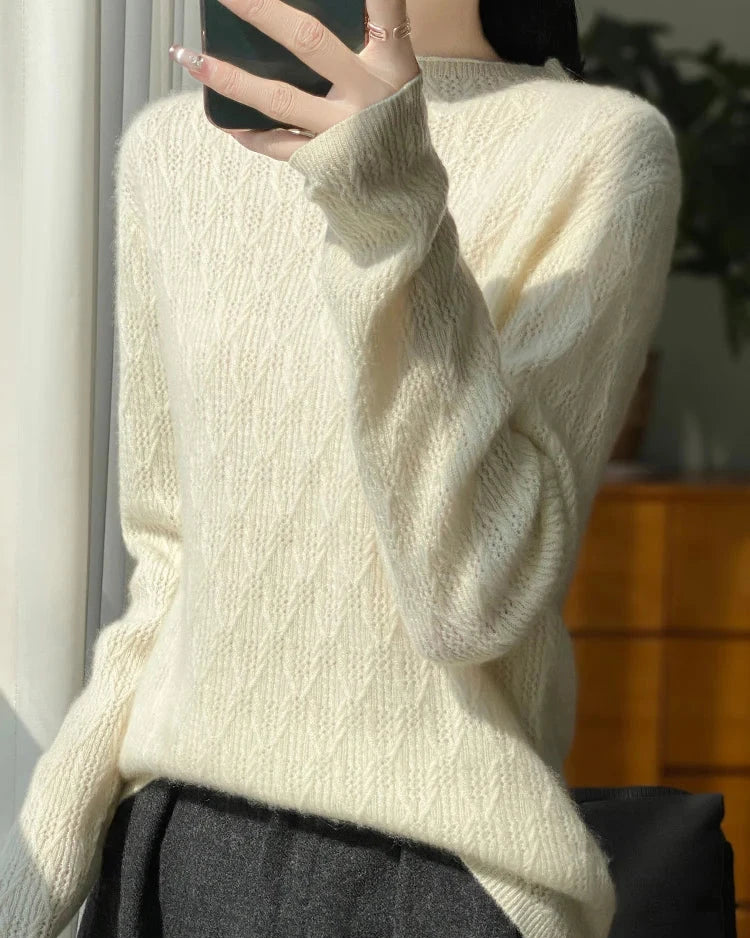 Merino Wool Diamond Jacquard Sweater