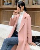 Women's Long Belted Lapel Coat