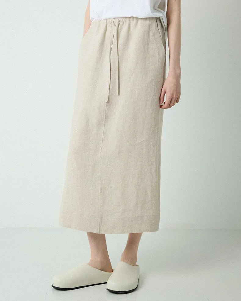 Simple And Casual Straight-Cut Slit Midi Skirt