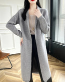Loose-Fitting Long Wool Cardigan Sweater