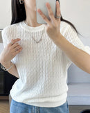 Pure Cotton Crew Neck Short-Sleeve Knit T-Shirt