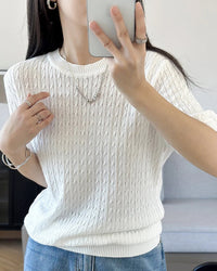 Pure Cotton Crew Neck Short-Sleeve Knit T-Shirt
