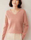 Soft Wool Long-Sleeved V-Neck Knit Sweater