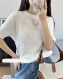 Pure Cotton Crew Neck Short-Sleeve Knit T-Shirt