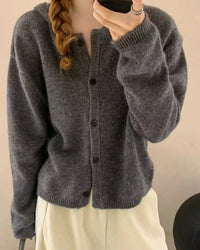 Single-Breasted Cashmere Hooded Cardigan