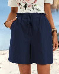 High-Waisted Linen Drawstring Shorts