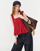 Square-Neck Sleeveless Knit Blouse