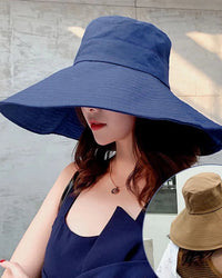 Foldable Wide-Brim Cotton Linen Sun Hat