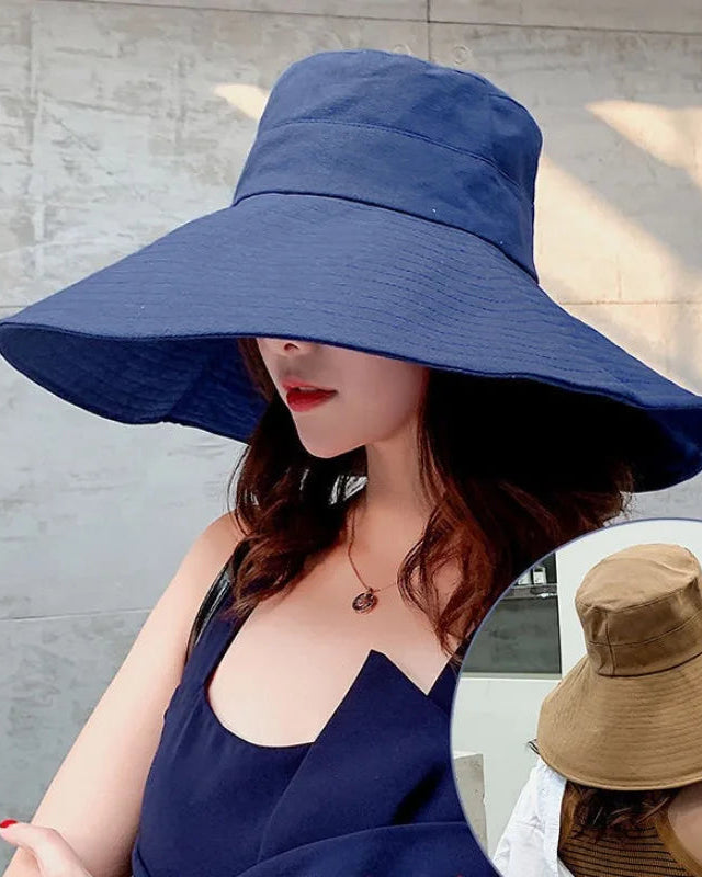 Foldable Wide-Brim Cotton Linen Sun Hat