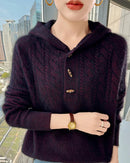 Mink Cashmere Hooded Knit Pullover