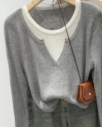 Contrast Color Knit Pullover