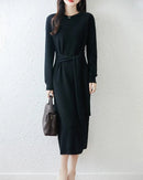 Merino Wool Belted Knit Dress