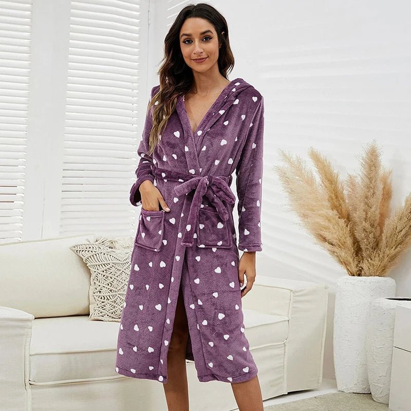 Flannel Hooded Pajamas Robe
