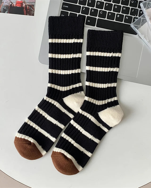 Striped Retro Loose Crew Socks