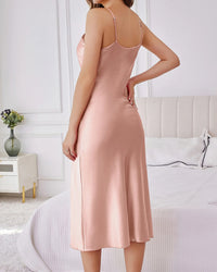 Solid V-Neck Sleeveless Mid-Length Nightgown