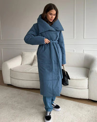 Belted Quilted Long Puffer Coat