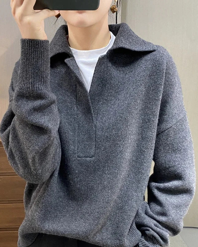 Merino Wool Polo Neck Sweater