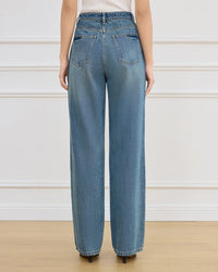 Casual And Stylish High-Waisted Straight-Leg Jeans
