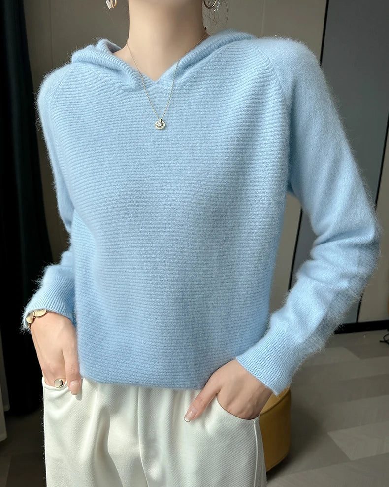 Cashmere Hooded Loose-Fit Knit Pullover