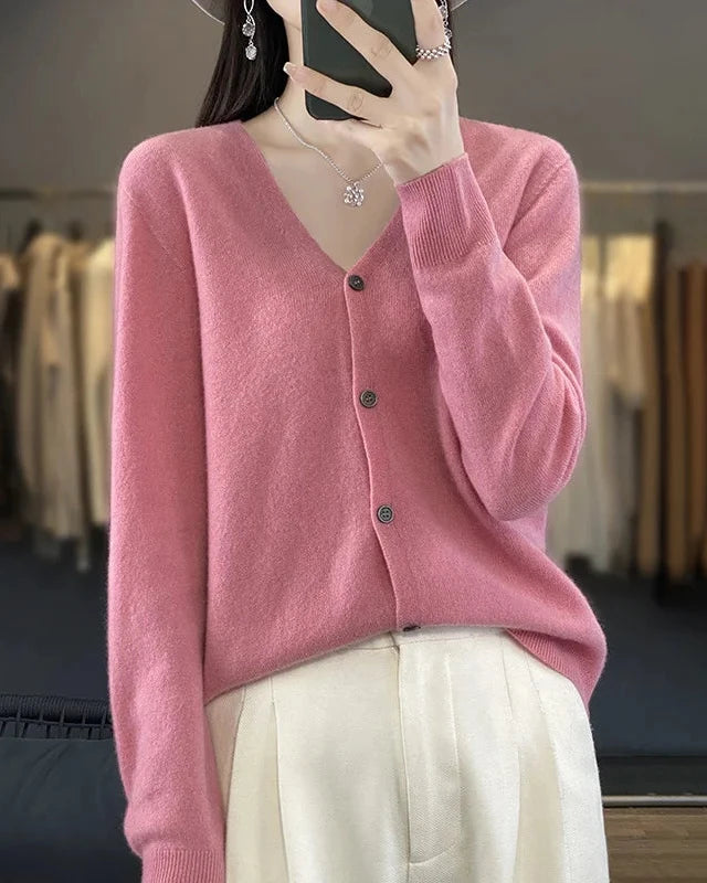 Merino Wool V-Neck Cardigan