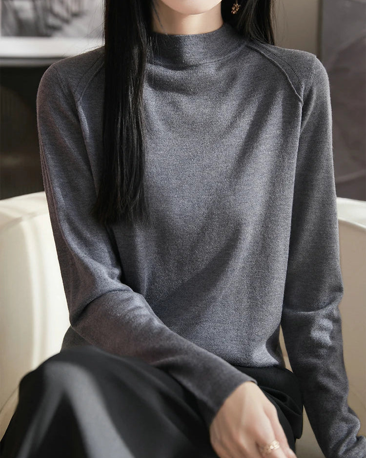 Loose-Fit Crew Neck Long-Sleeve Knitted Pullover