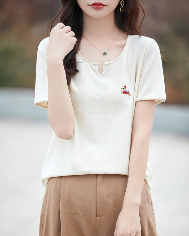 Everyday Cotton Knit Short-Sleeve Top
