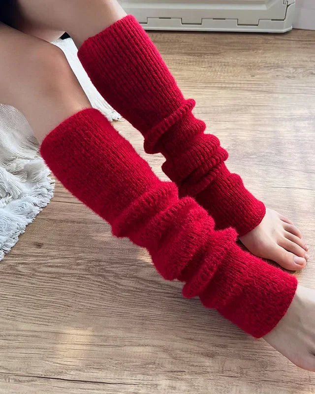 Ribbed Knit Slouch Leg Warmers