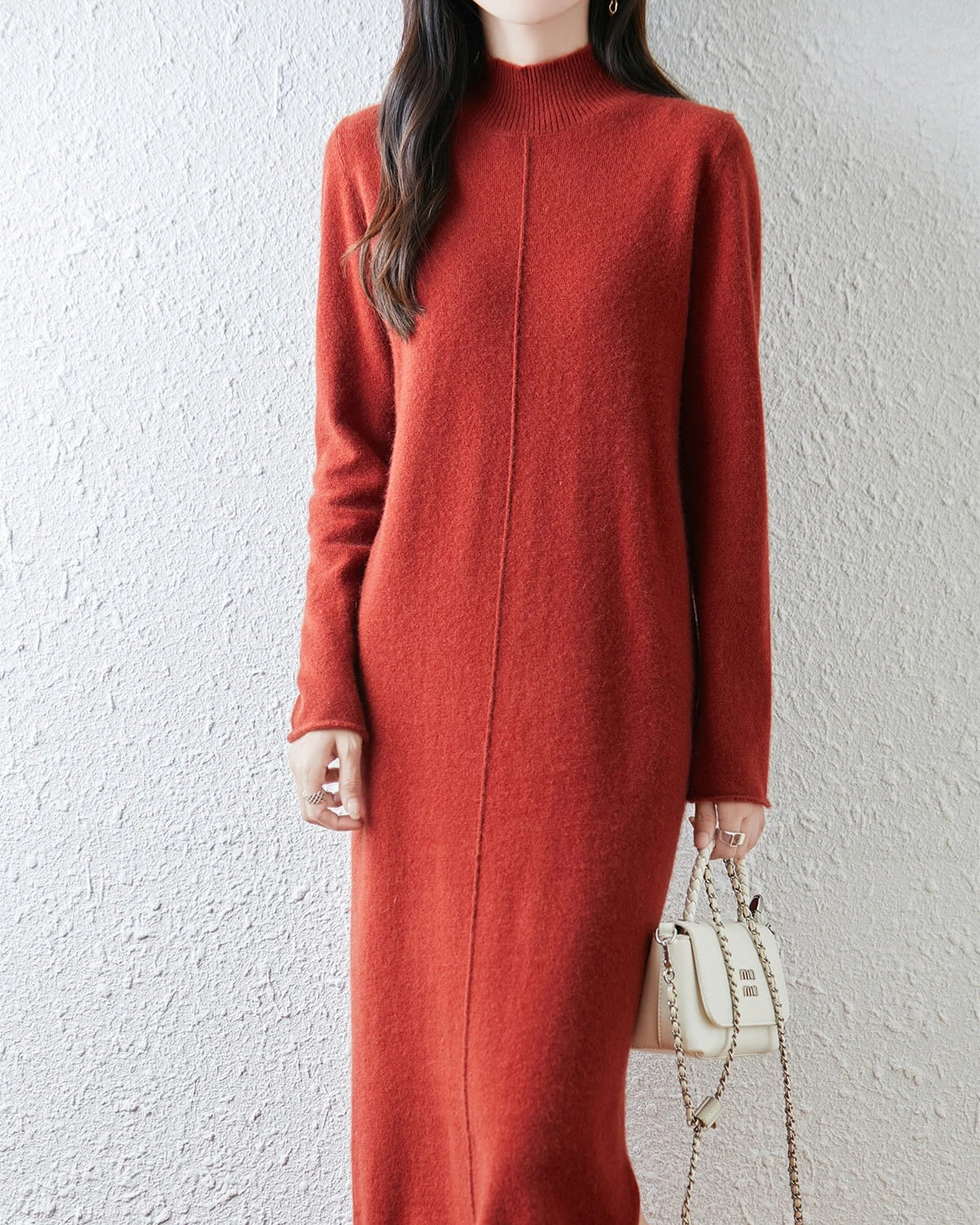 Merino Wool Turtleneck Midi Dress