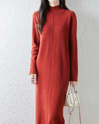 Merino Wool Turtleneck Midi Dress