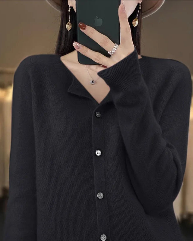 Pure Wool O-Neck Cardigan