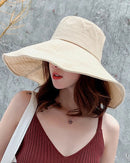 Foldable Wide-Brim Cotton Linen Sun Hat