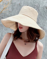 Foldable Wide-Brim Cotton Linen Sun Hat