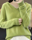 Soft Wool Knit Hooded Pullover Sweater